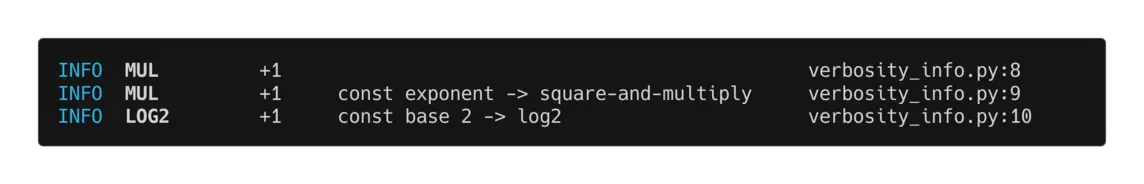 INFO verbosity output