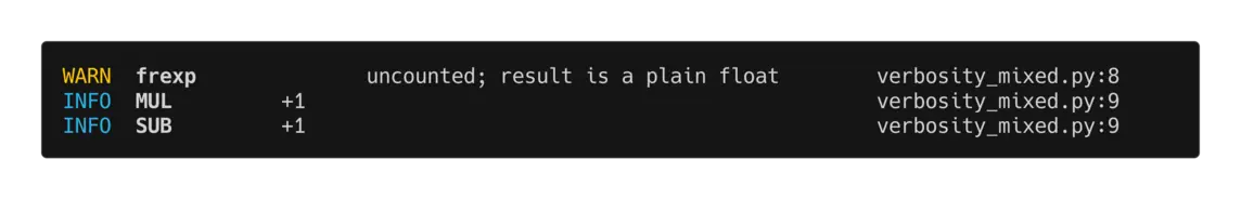 mixed INFO and WARNING verbosity output