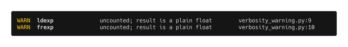 WARNING verbosity output